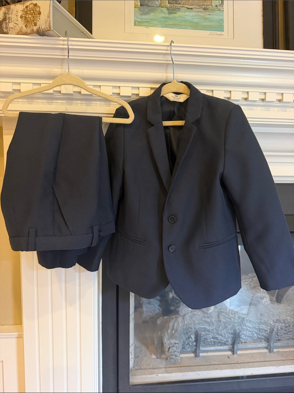 H&M Boys Navy Blue Two-Piece Suit Set